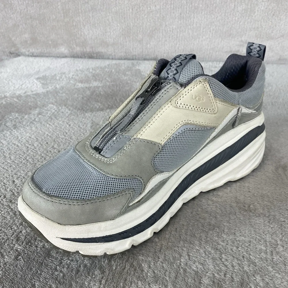 UGG CA805 Mens Shoes Size 9 Grey White Zip Suede Running Sneakers Athletic NEW